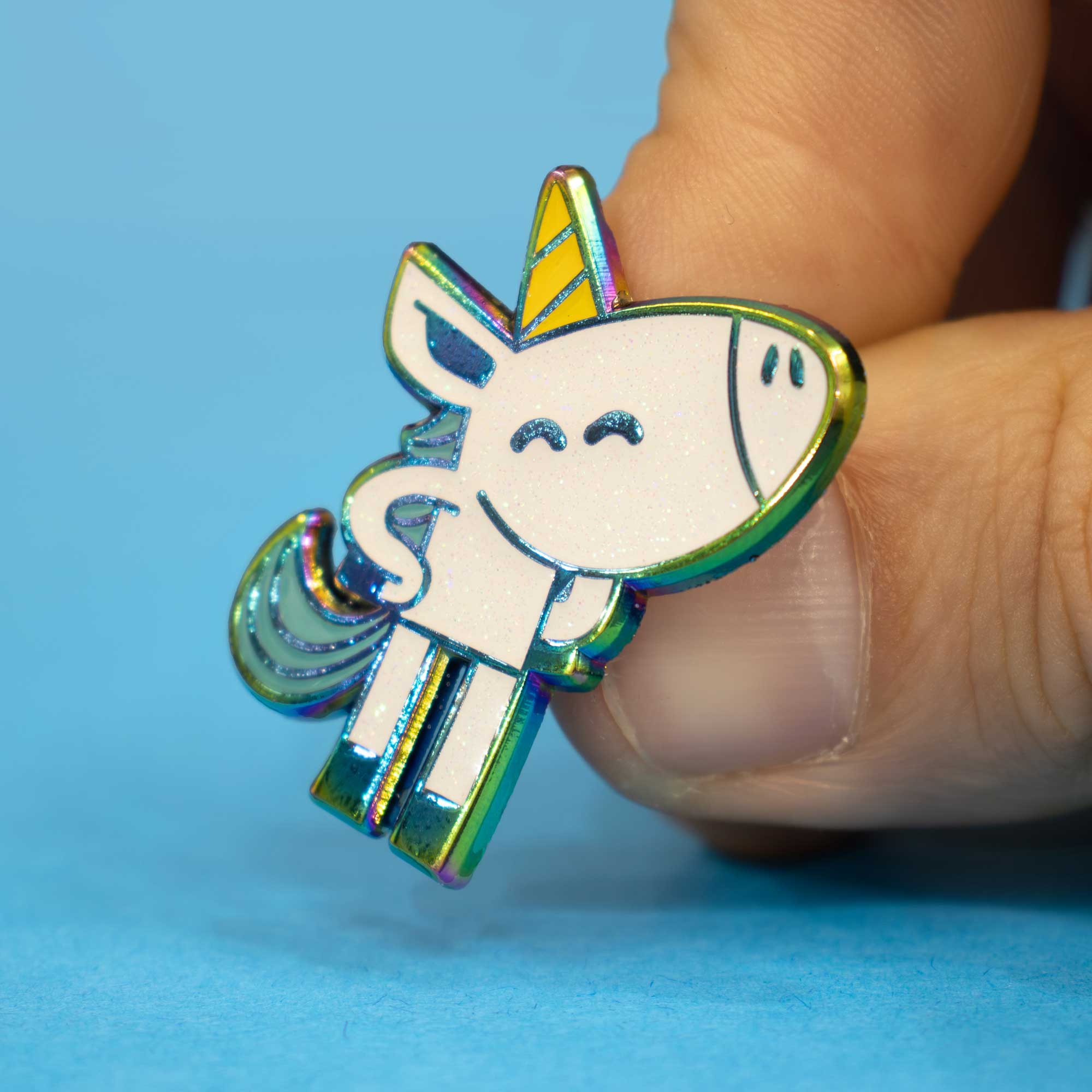 Hi, Hello There - Wholesale Lapel Pin/Button - Happy Unicorn | Glitter Rainbow Enamel Pin2