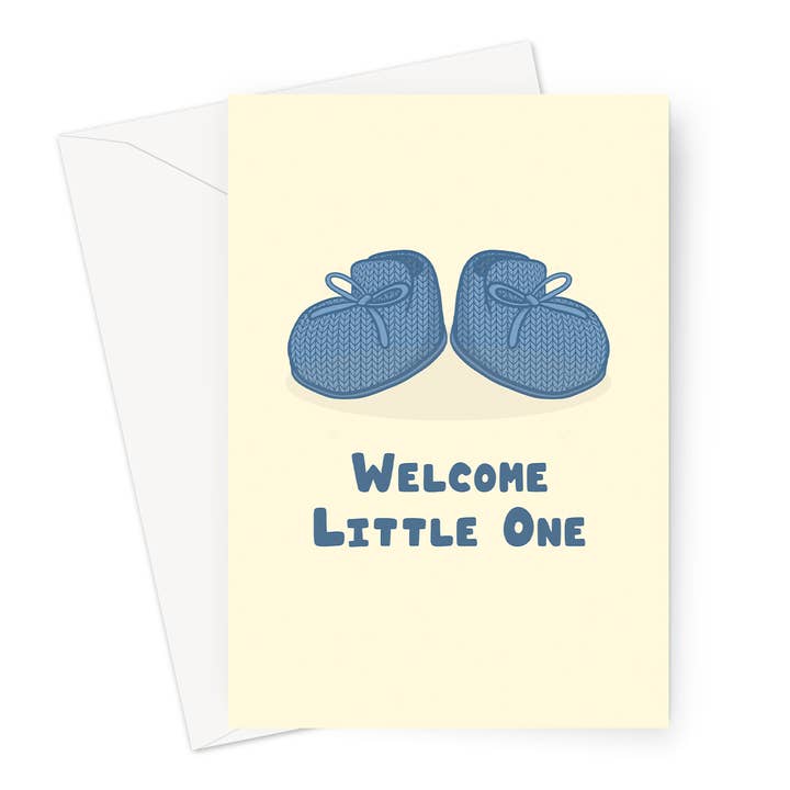 Welcome To The World | Baby Boots Boy | 7x5" Card for wholesale by Cupsie's Creations