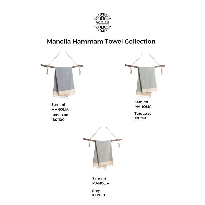 Samimi - Wholesale Beach Towel - MANOLIA Cotton Hammam Towel, Stylish Scarf - Dark Blue (180x100 cm)5
