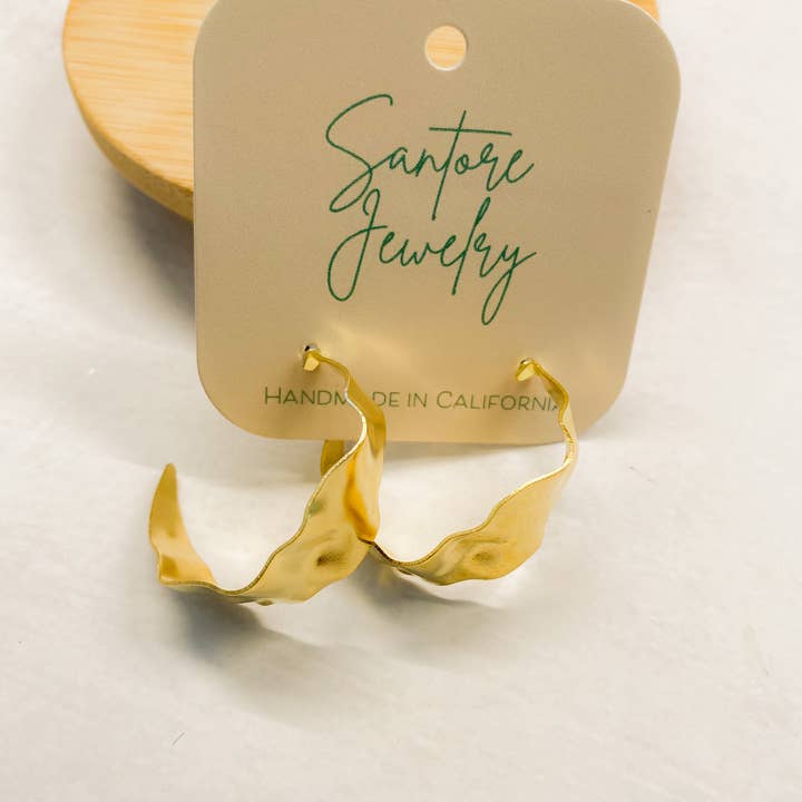 Hammered Brass Hoops Gold or Silver for wholesale by Santore Jewelry Company