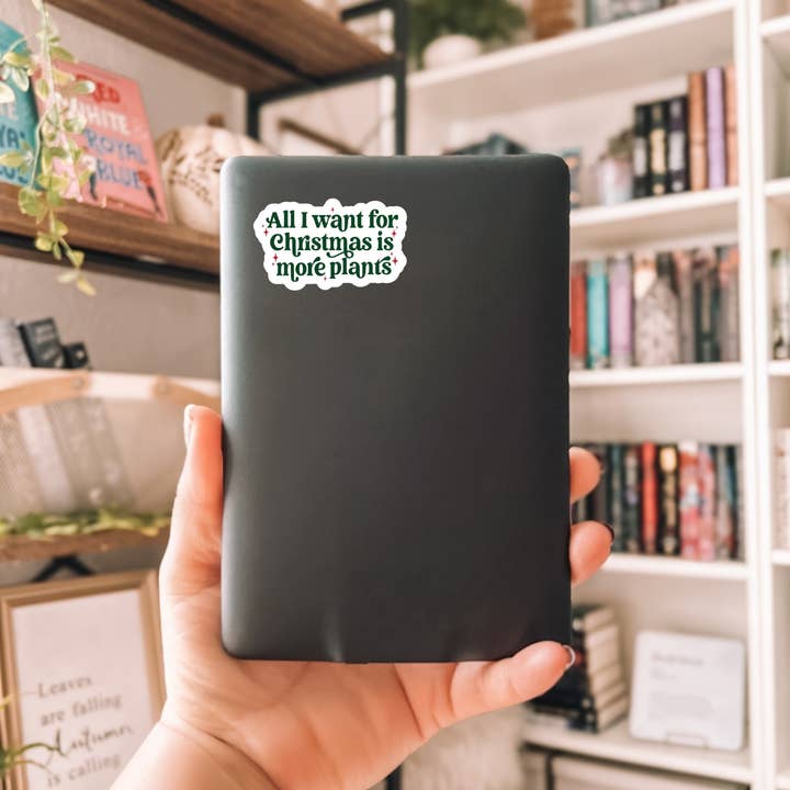 The Vinyl Rose - Wholesale Sticker - All I Want For Christmas Plant Sticker, Plant Shop Christmas1