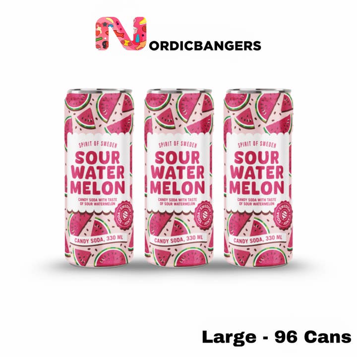 Nordicbangers - Swedish Candy Supply - Wholesale Soda/Carbonated Drink - Swedish Candy Soda - SOUR WATERMELON 10.14 fl oz2