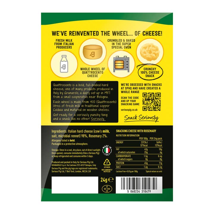 Serious Pig - Wholesale Cheese - Crunchy Snacking Cheese with Rosemary (24 x 24g)