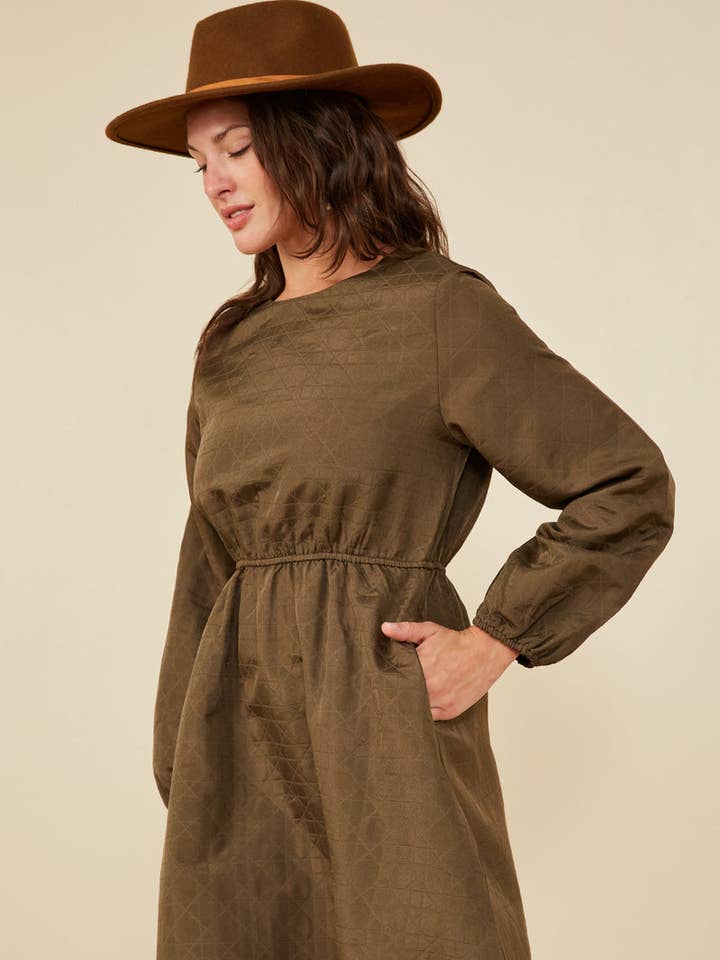 Womens Quilted Long Sleeve A Line Dress for wholesale by Hayden LA