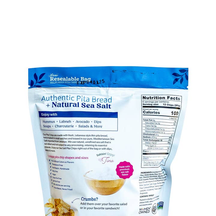 Terranean Herbs & Spices - Wholesale Chips - Sea Salt Twice-Baked Pita Chips (6.5 oz.)