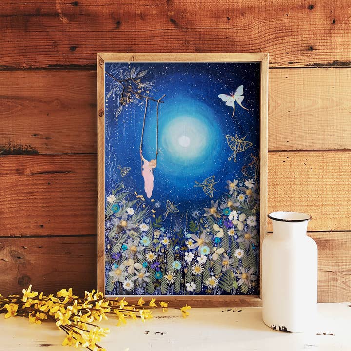 Nature Inspired Floral Print, Original Art, Fairy Garden Art for wholesale by Manda Marble LLC