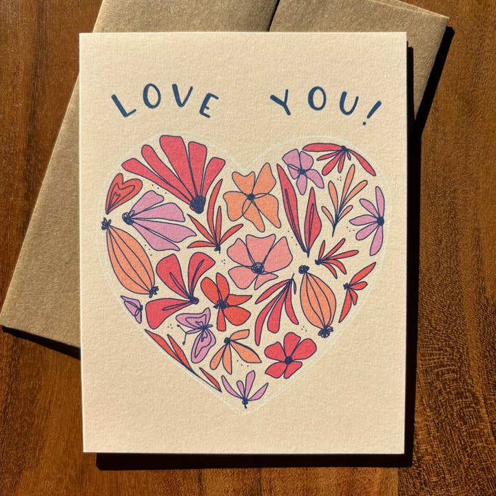 Love You Card — Heart Flower for wholesale by Hello Friend Paper Co.