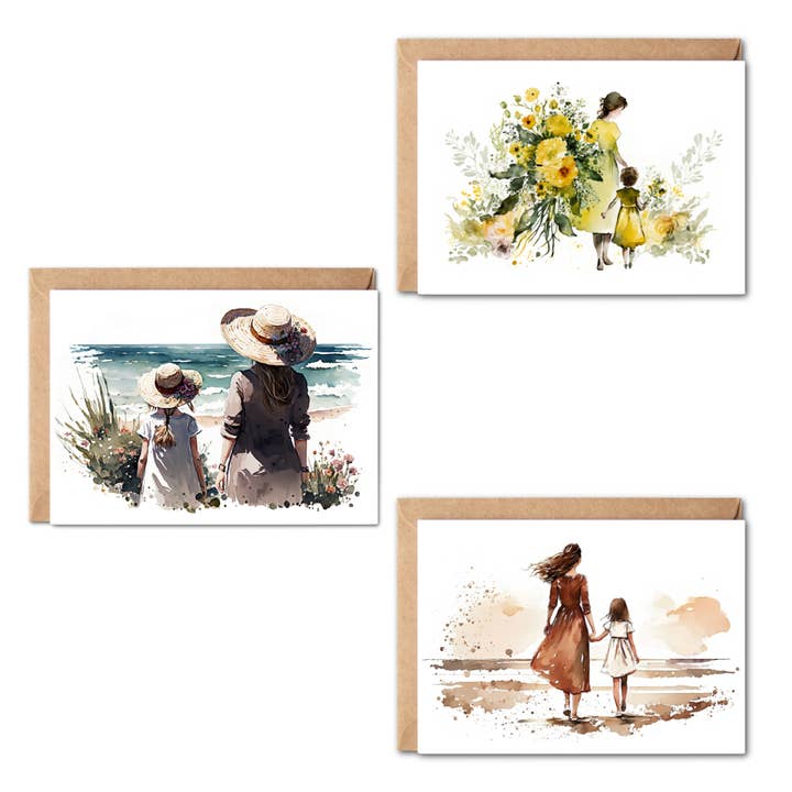 Mother and Daughter Watercolor Mother's Day Greeting Card for wholesale by Simply Crafty