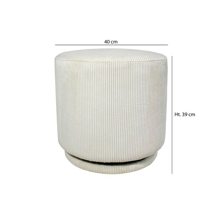 Now's Home - Wholesale Pouf - SWIVEL OTTOMAN IN ECRU CORDUROY 40X40XHT39CM CASPER4