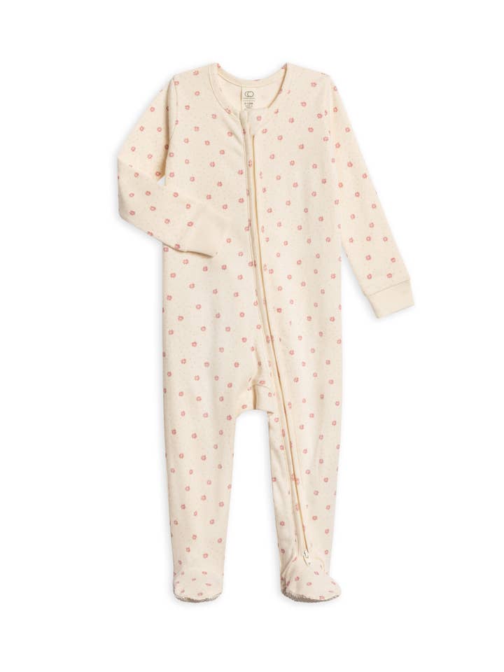 Colored Organics - Wholesale Sleepsuit - Baby - Organic Baby Peyton Footed Sleeper - Carla Floral / Punch