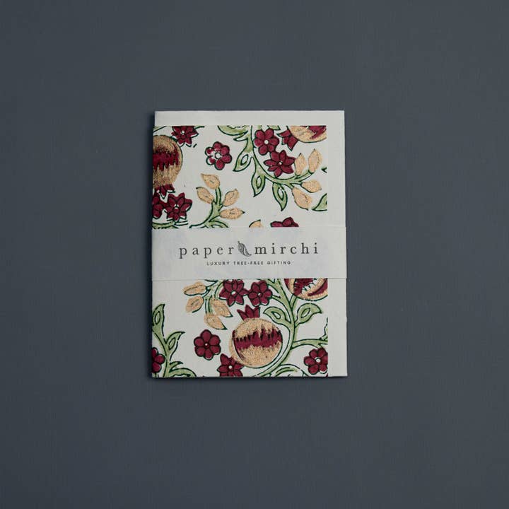 Paper Mirchi – wholesale Season’s Greetings card – Hand Block Printed Greeting Card - Pomegranate Cherry1
