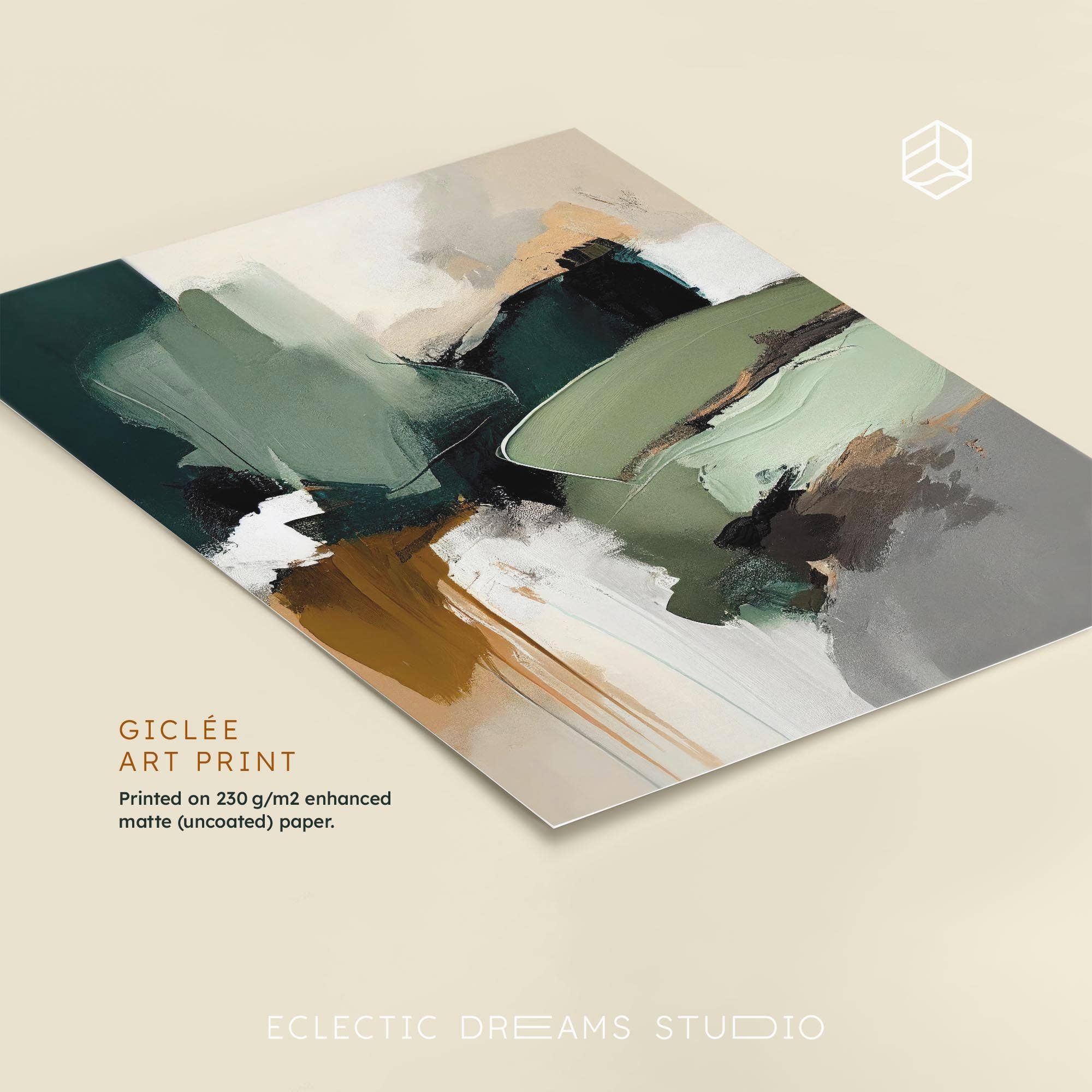 Eclectic Dreams Studio - Wholesale Kunstprint - Moderne Groene Abstracte Japandi Kunstprint - Wabi Sabi Decor1