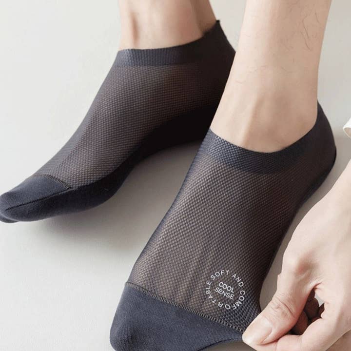 3-Pack Men's No-Show Mesh Socks with Non-Slip Silicone Heel for wholesale by AK Brand