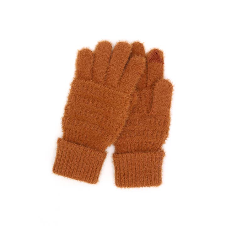 Fuzzy Cable Knit Smart Touch Gloves for wholesale by Anarchy Street