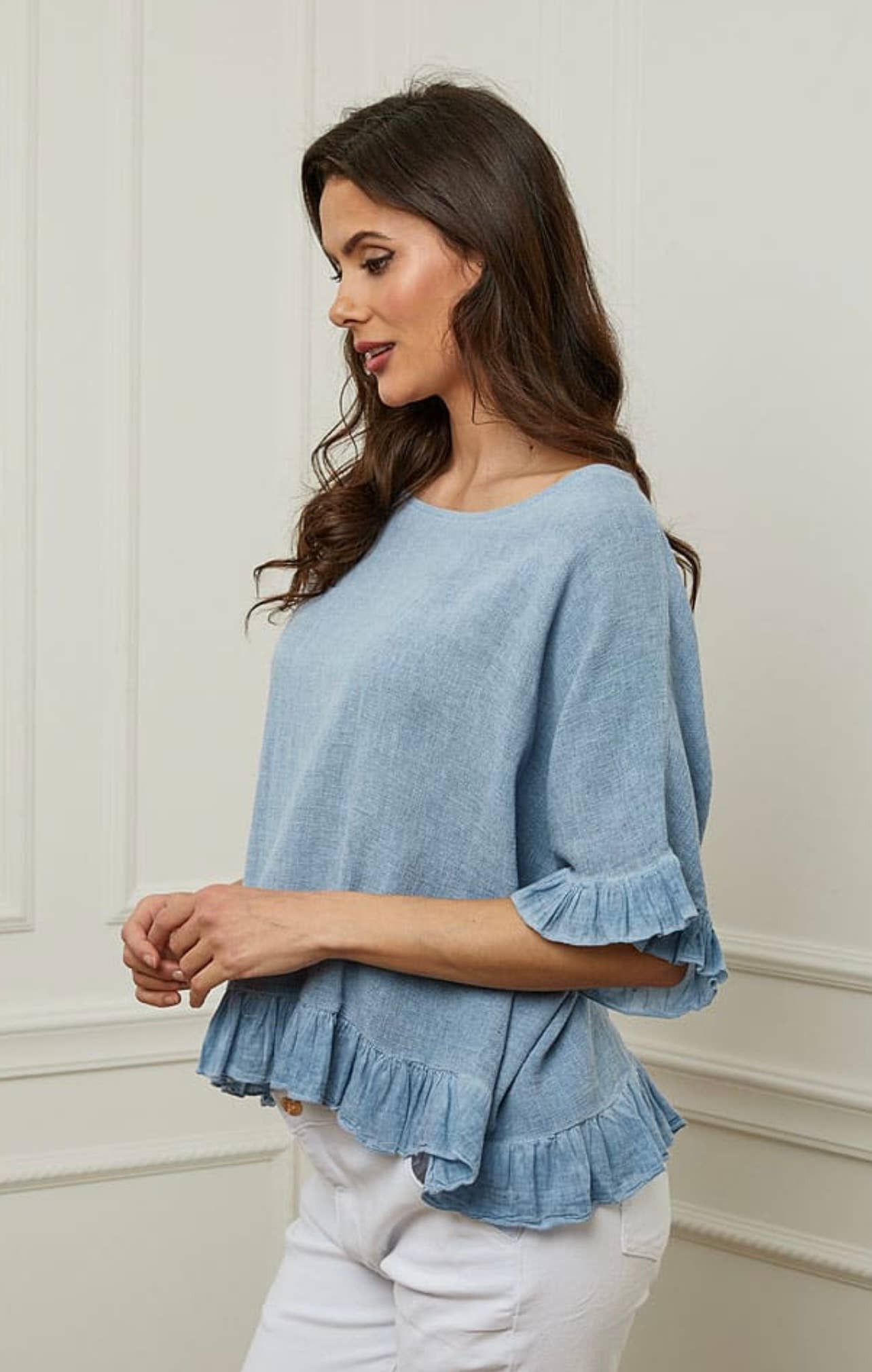 LÉA & LUC - Wholesale Blouse - Women's - Plain blouse in 50% Linen and 50% Cotton REF. 874715