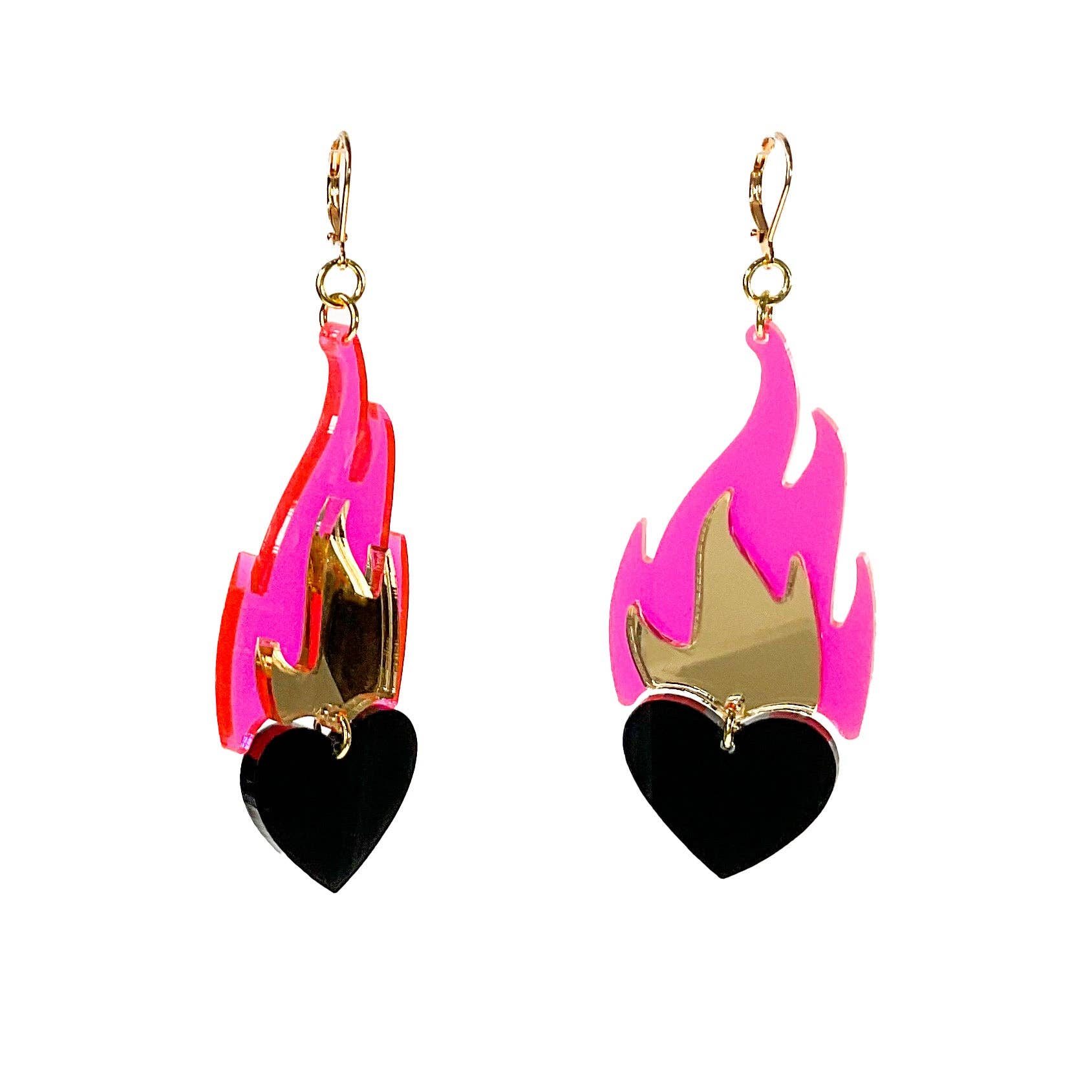 Vinca - Wholesale Dangle Earrings - Love A La Flambé Dangle Earrings - Nightmare Hot Pink3