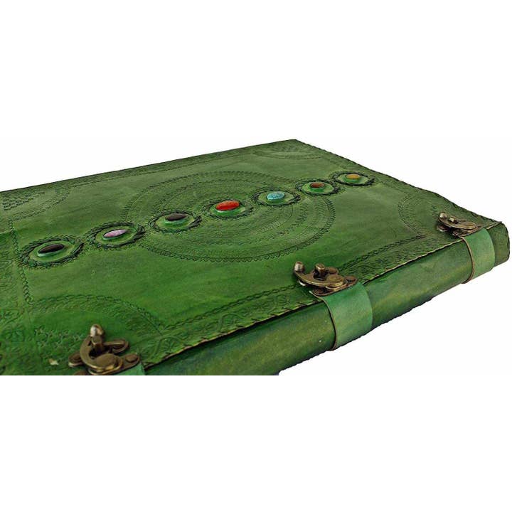 Tuzech Leather - Wholesale Journal/Diary - Seven Chakra Leather Journal – Handmade Embossed Diary 13"9