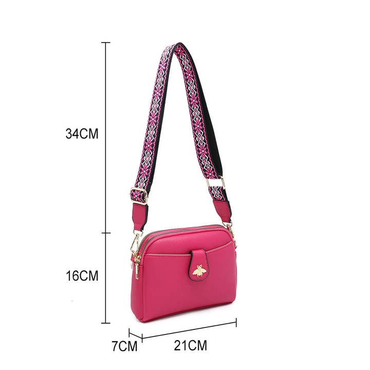 Papaya Fashion Ltd - Wholesale Crossbody bag – Women's - B23002 Bee Cross Body Handbag with double zip top sections20