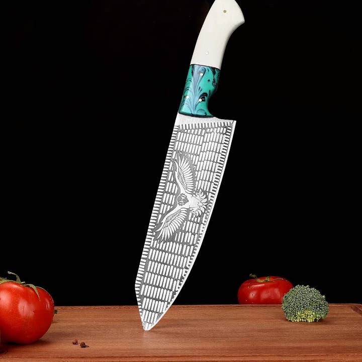 FH KNIVES - Wholesale Kitchen/utility knife - Stainless steel chef knife Eagle style with leather sheath6