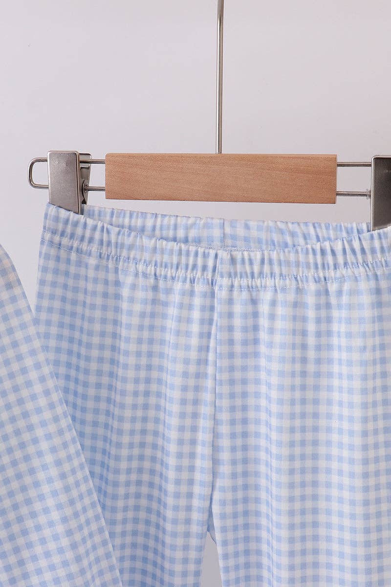 Mom & Co. - Wholesale Top & Pant Set - Kids - Blue santa claus embroidery ruffle pants set1