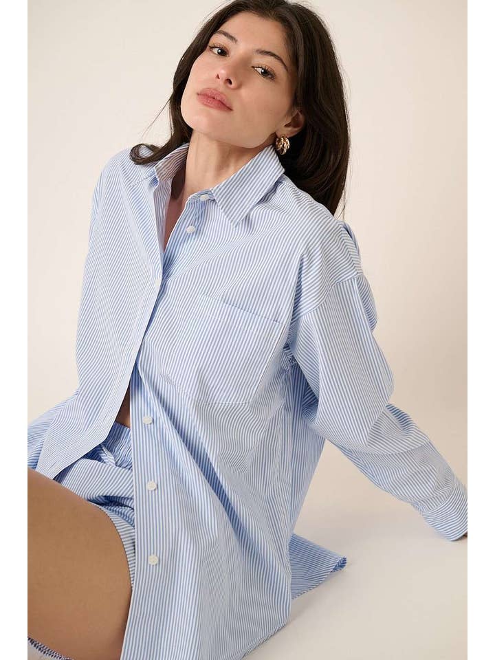 mittoshop - Wholesale Lounge Set - Women's - STRIPED SHIRT AND SHORTS SET