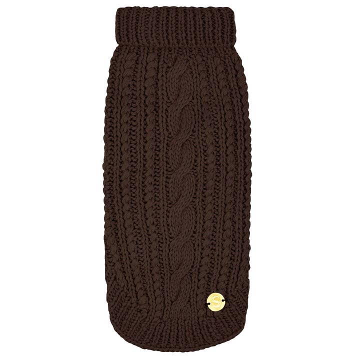 Sebastian Says - Wholesale Pet jumper – Dog - Merino Wool Cable Knit Dog Sweater - Brown1