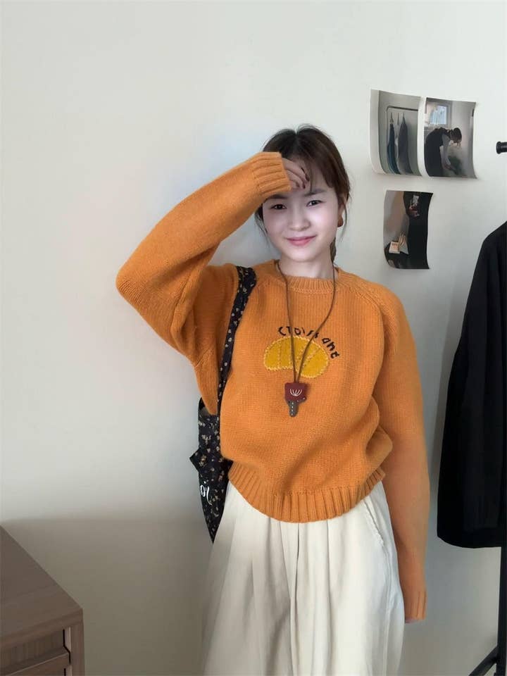 Marayn - Wholesale Knitted jumper – Women′s - Cute Korean Style Cartoon Letter Knit Sweater42