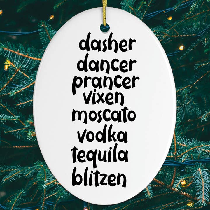 Dasher Dancer Prancer Vixen Moscato Vodka Tequila Blitzen for engroshandel hos OrnamentallyYou