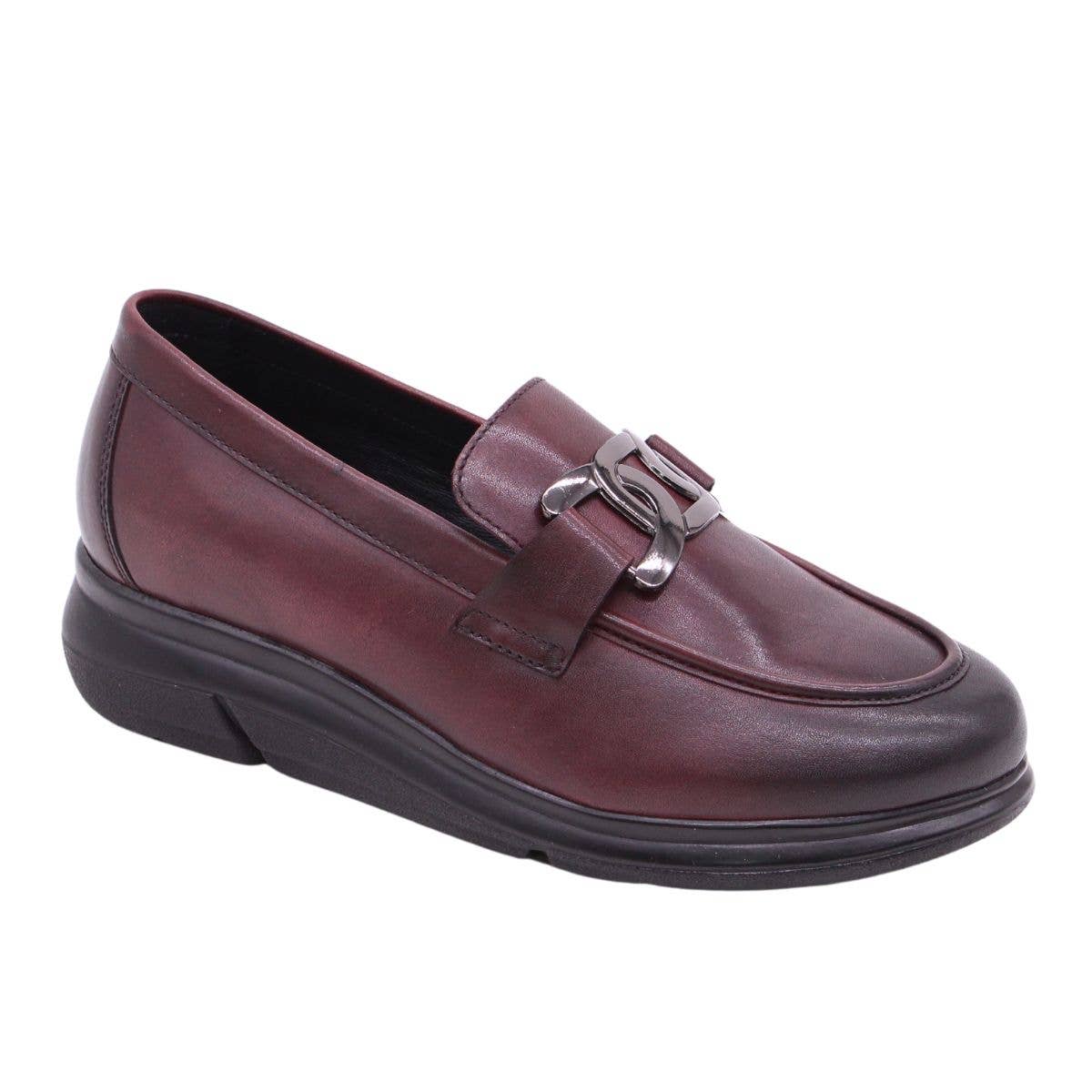 ROSA AMADA - Wholesale Loafers - Women's - Leather Loafer With Metal Detail And Light Sole4