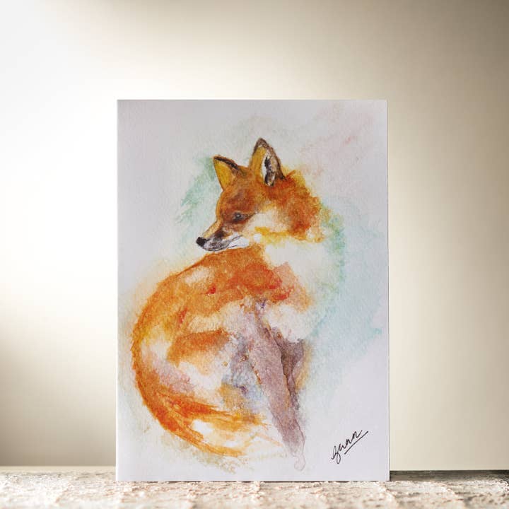 Water Colour Fox Card by Guan for wholesale by HomeLess Made