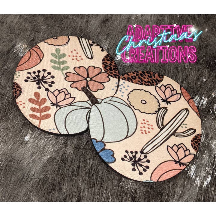 Retro Spooky Leopard Halloween Car Coaster set (absorbent) for wholesale by Christina's Adaptive Creations