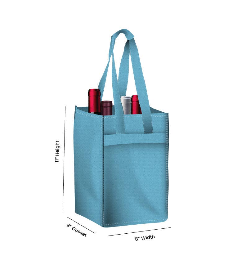 Non Woven Totes - Wholesale Wine Tote - Reusable 4-Bottle Wine Tote Bag-8x11x8 with Bottom Gusset | Custom Printed Wine Totes21