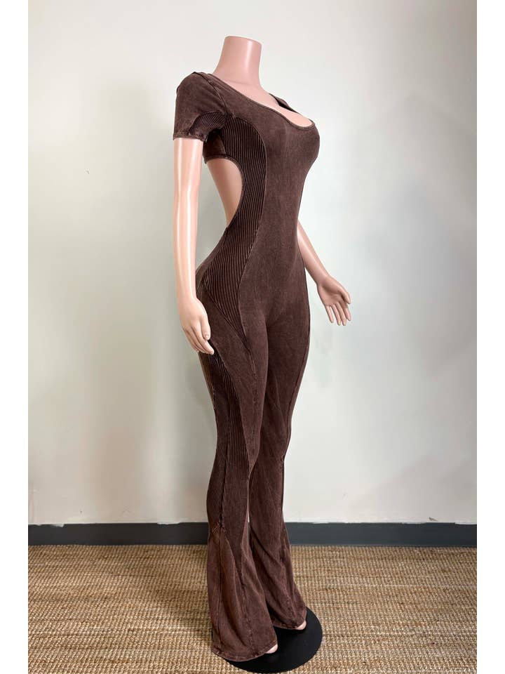 Dalia Studio - Wholesale Jumpsuit - Women's - MINERAL WASH OPEN BACK FLARE JUMPSUIT5