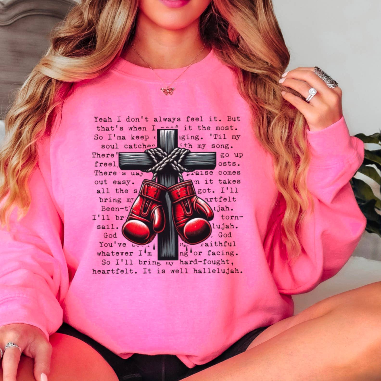 Shoppe SHC – wholesale Graphic sweatshirt – Women’s – Hard Fought Hallelujah  Screen Print Sweatshirt 7