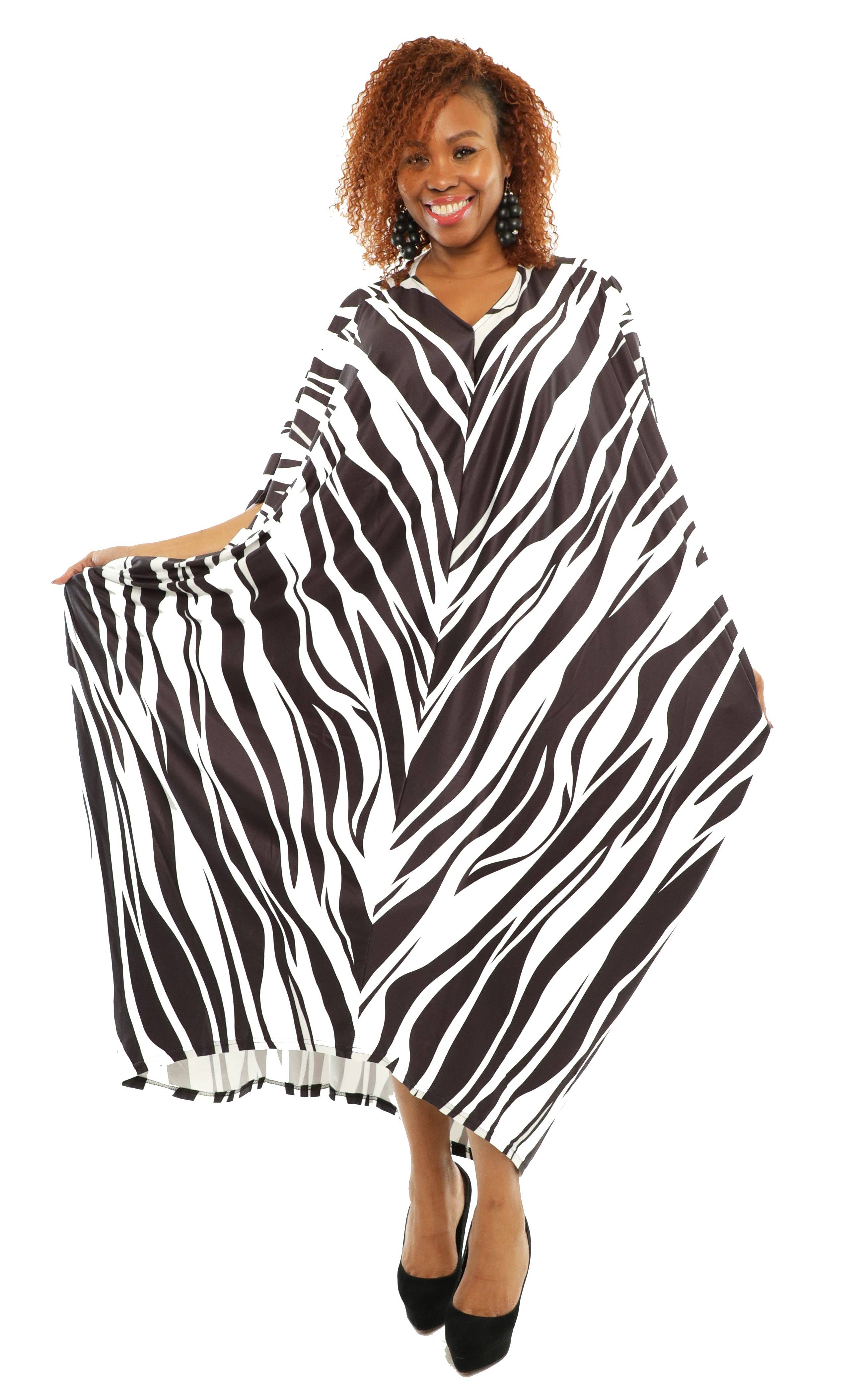 Black White Women's Comfy Fit Black/White luxurious Kaftan - One Size for wholesale on Faire