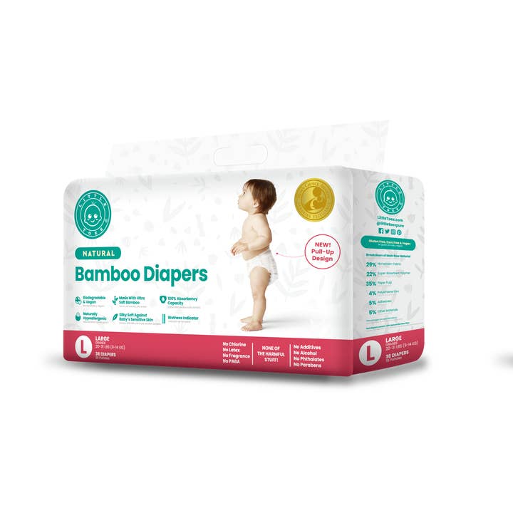 Products on the Go - Wholesale Diaper (Cloth) - Baby - Large Little Toes Natural Bamboo Diapers -Pull Ups
