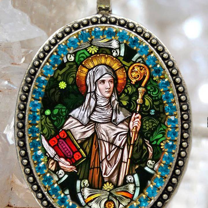 MariaSantissimaShop - Wholesale Pendant/Charm Necklace - Saint Gertrude of Nivelles The Great Necklace Handmade Catholic Christian Religious Jewelry Medal Pendant