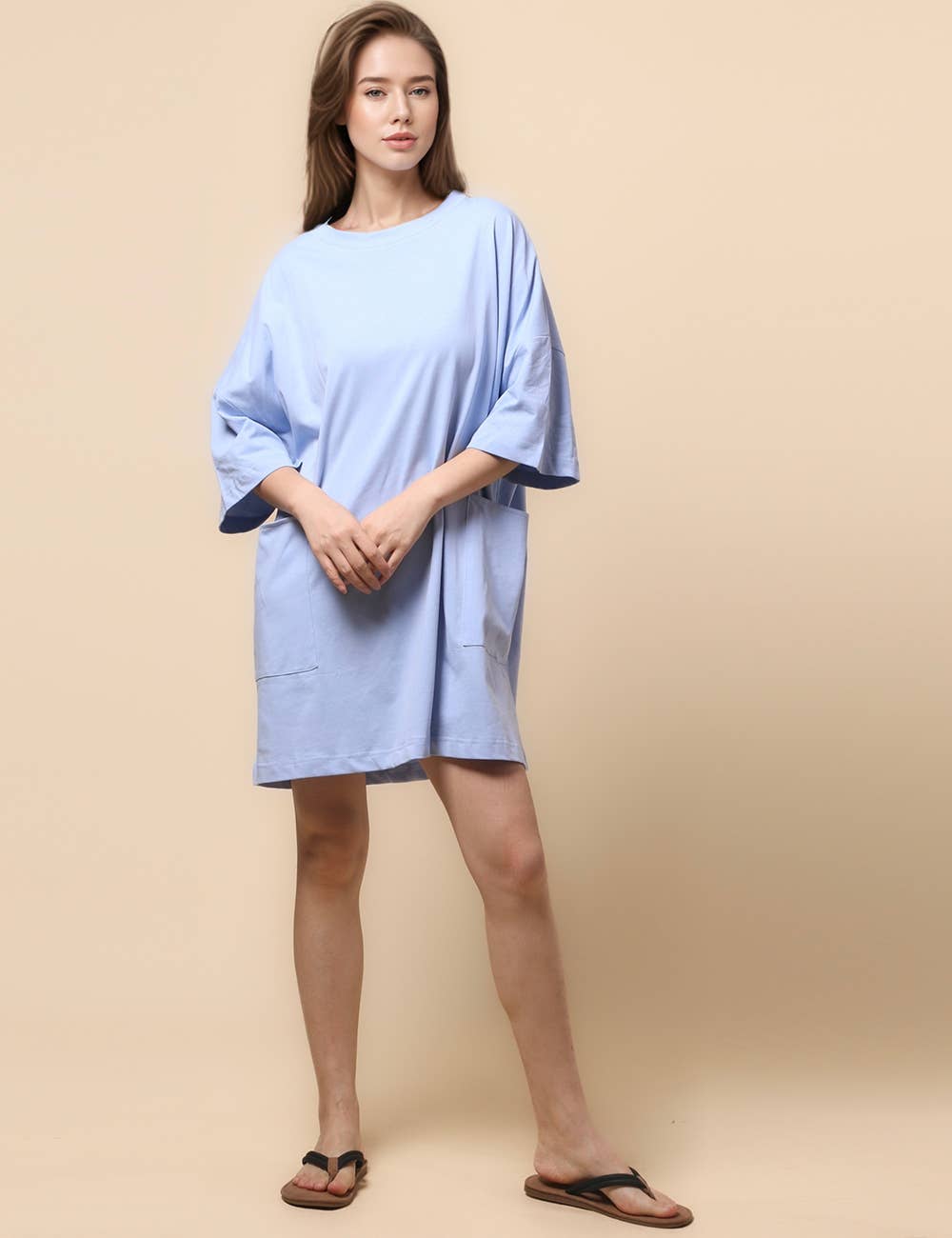 Sweetkama - Wholesale Dress - Women's - Ladies Soild Color Tee Mini Dress SKD46823