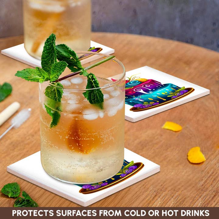 3dRose - Wholesale Coasters - 3dRose, Colorful and Fun Two Layer Cake Illustration, Coaster2