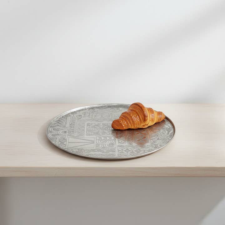 Metal Serving Tray - Round Art Deco for wholesale by Dandarah (Ships from Canada)