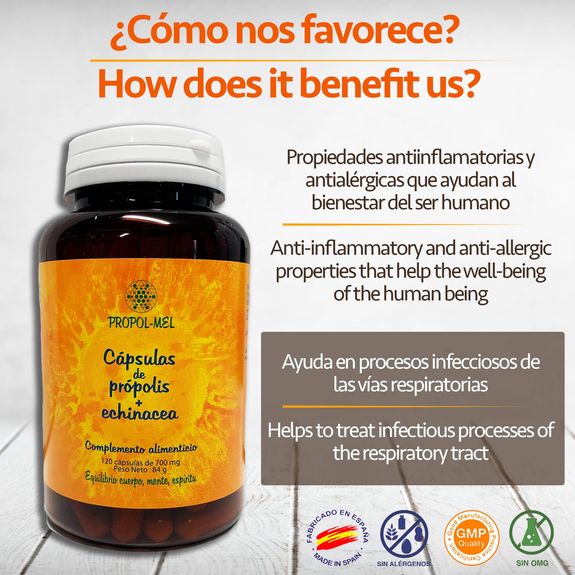 Nadiprana SL – Großhandel Nahrungsergänzungsmittel/Vitamin zum Einnehmen – Propolis- und Echinacea-Kapseln, 500 mg, 120 Stück2