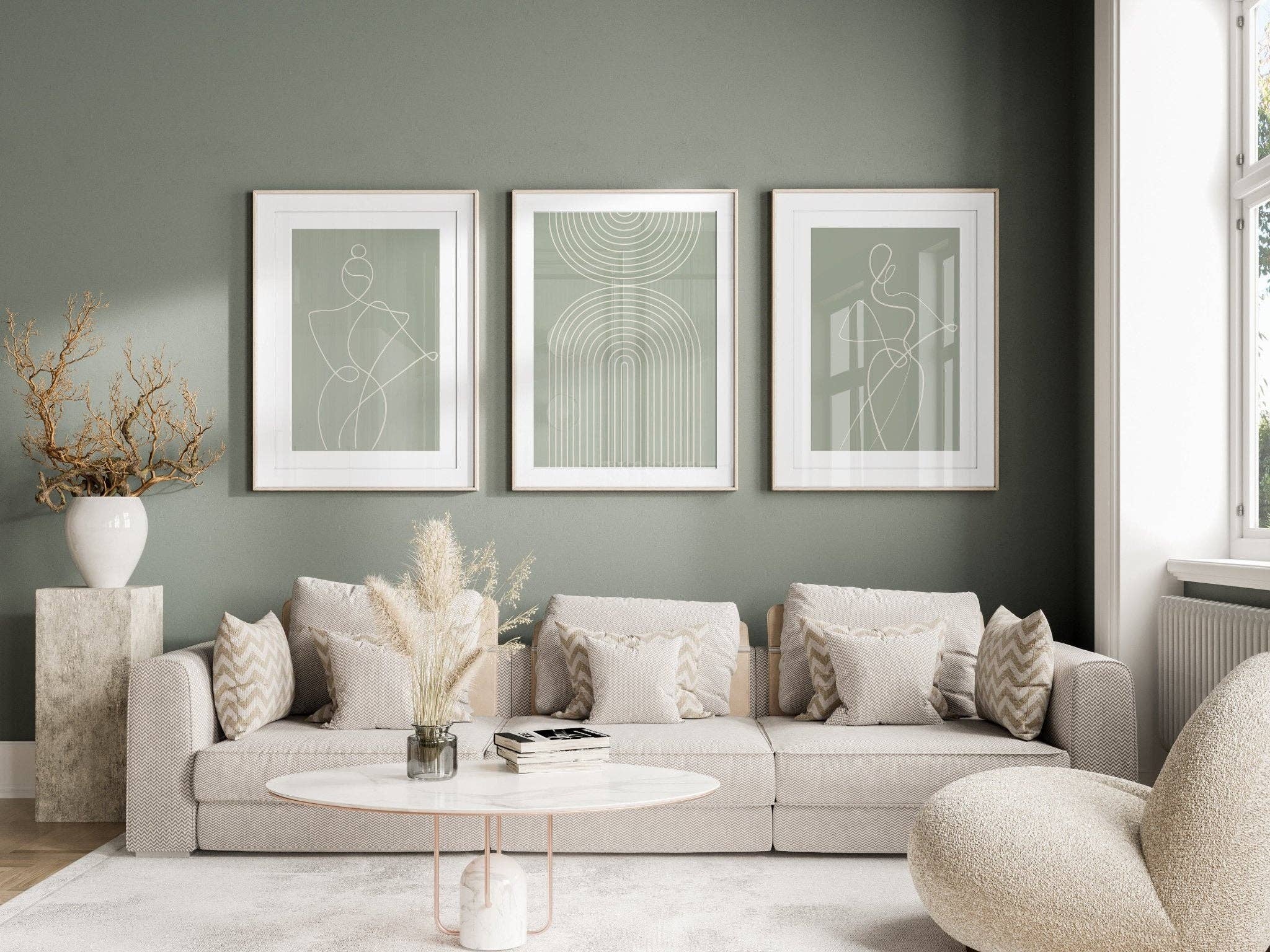 D'LUXE PRINTS - Wholesale Gallery Wall Set - Abstract Women & Geo Rain Set of 3 Prints1