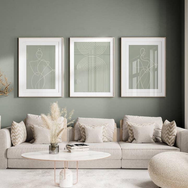 D'LUXE PRINTS - Wholesale Gallery Wall Set - Abstract Women & Geo Rain Set of 3 Prints1