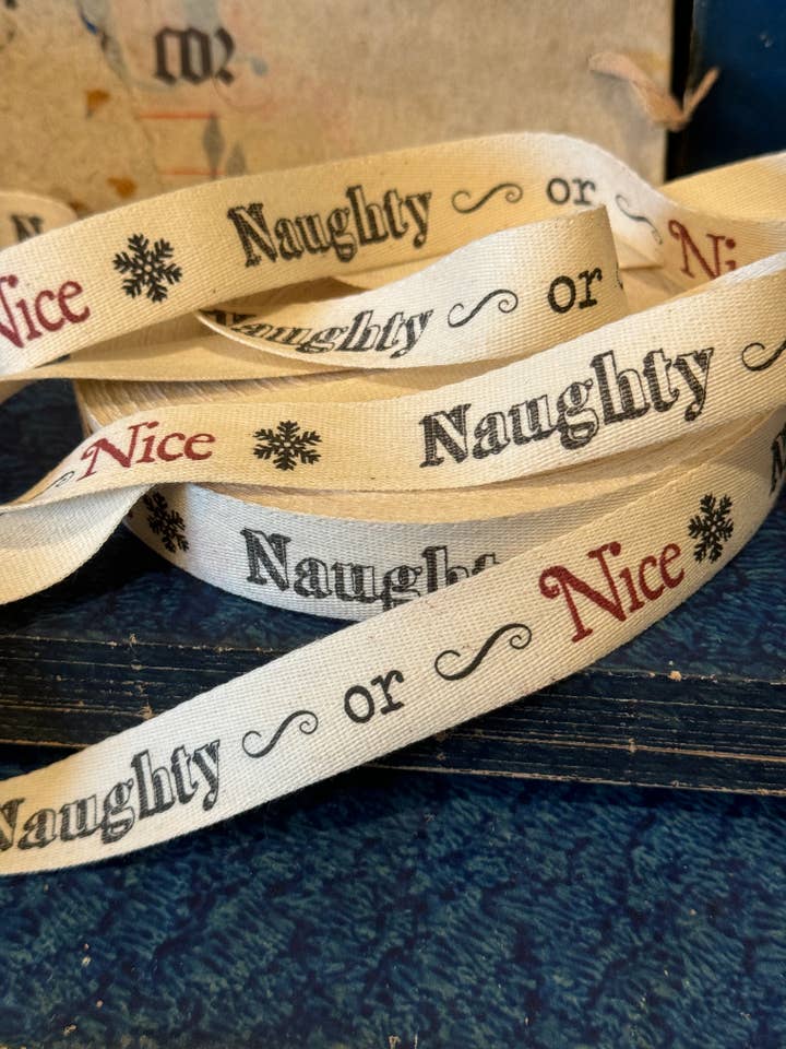 Naughty or Nice Ribbon for wholesale by Monahan Papers