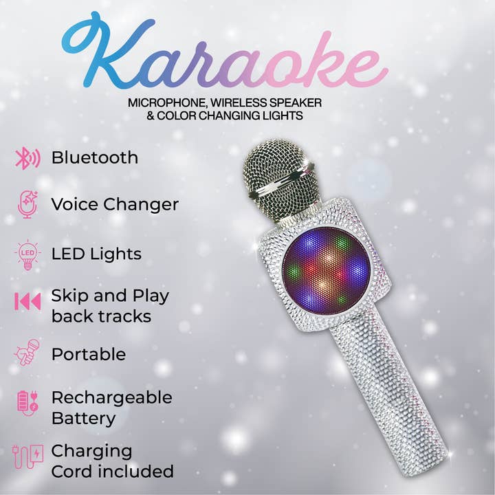 Trend Tech Brands - Wholesale Speakers - Silver Bling Karaoke Microphone & Bluetooth Speaker1