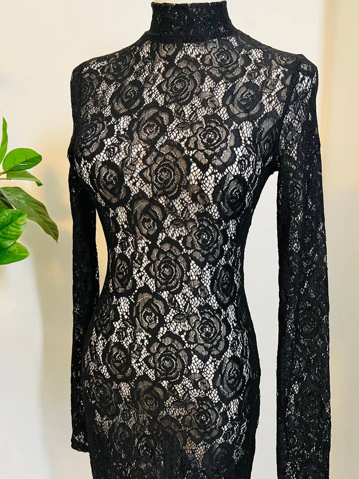 Witchwood Bags - Wholesale Dress – Women's - Persephone - Deadly Sheer Floral Lace Maxi dress - RTS6