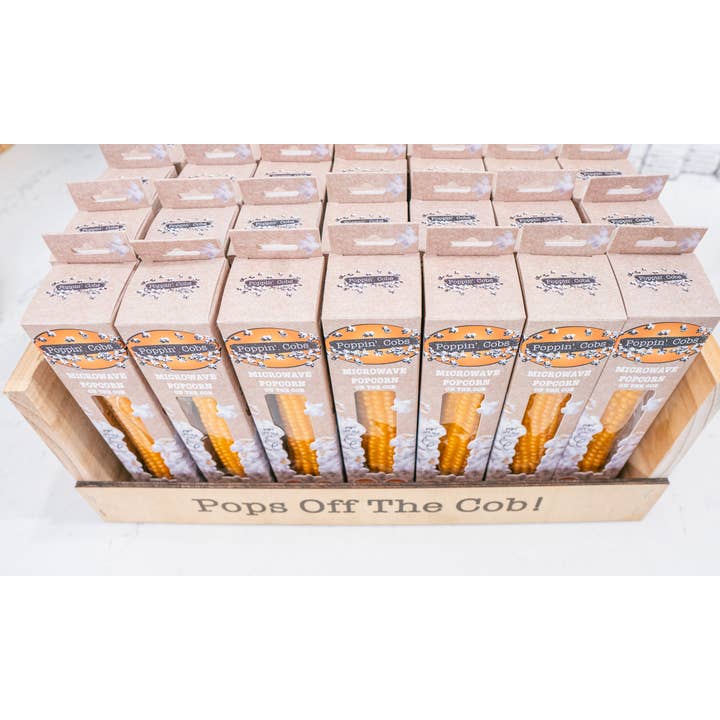 Poppin' Cobs Popcorn - Vente Pop-corn - Popcorn pour micro-ondes - Pack individuel avec présentoir de comptoir3