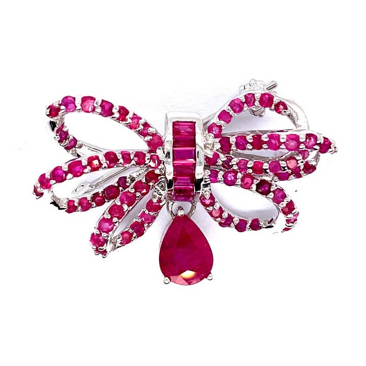 Ruby broche in 925 sterling zilver - KSBR 77337 voor wholesale door Kotawala Jewels