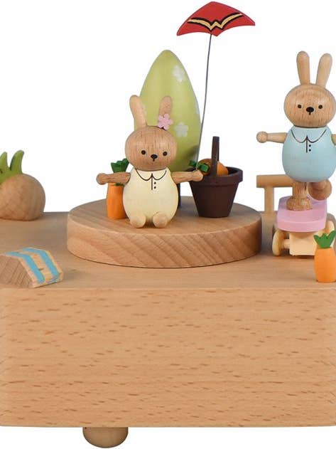 Caixa de Música - Caixa de Música de Madeira Coelho Patinador por atacado de Green Life