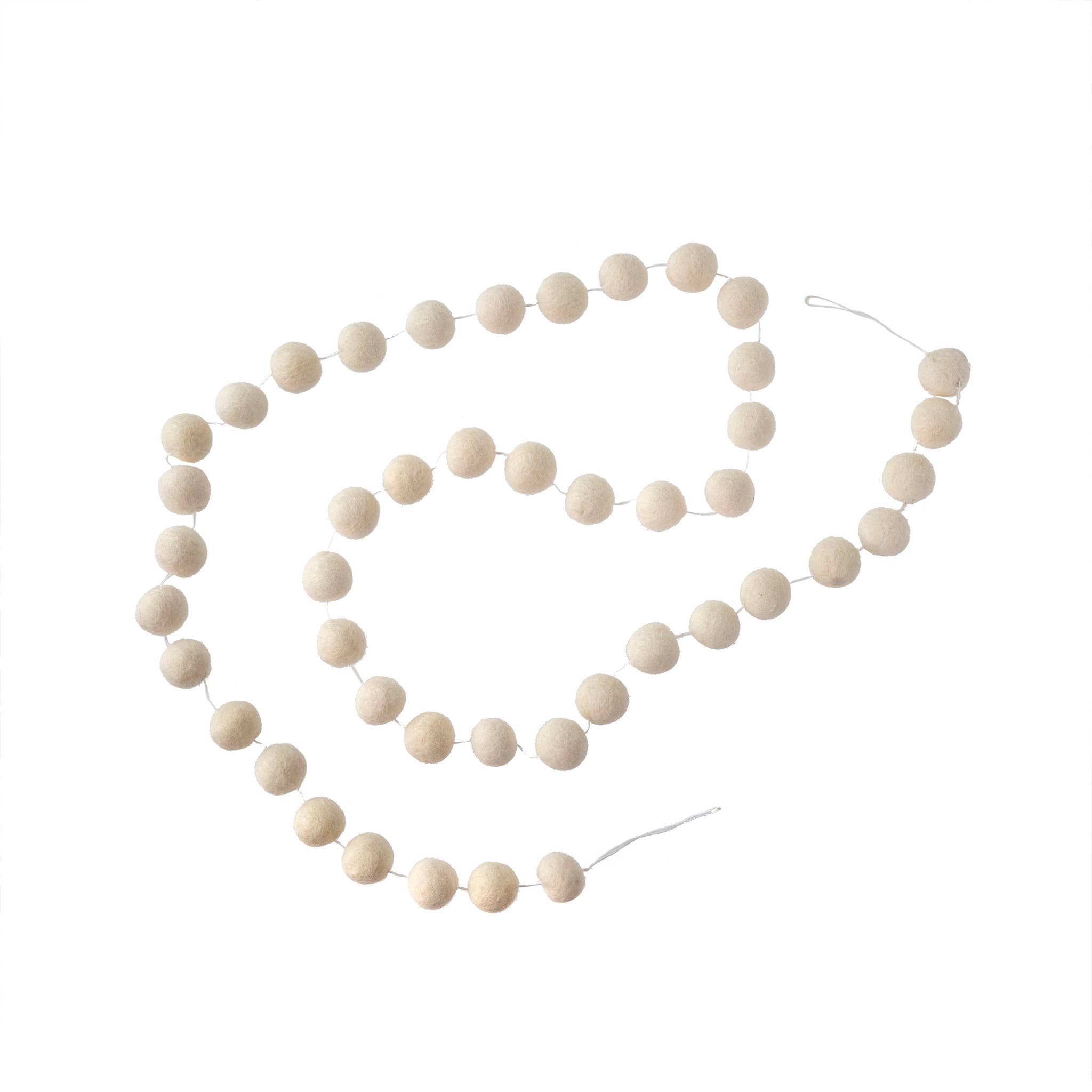 Indaba Trading - Vente Fanion/guirlande - Guirlande de pompons en feutre, blanche0